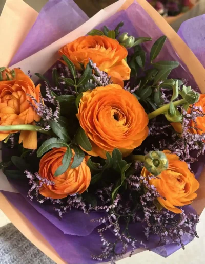 bouquet de fleurs orange fait par Herborium a poitiers